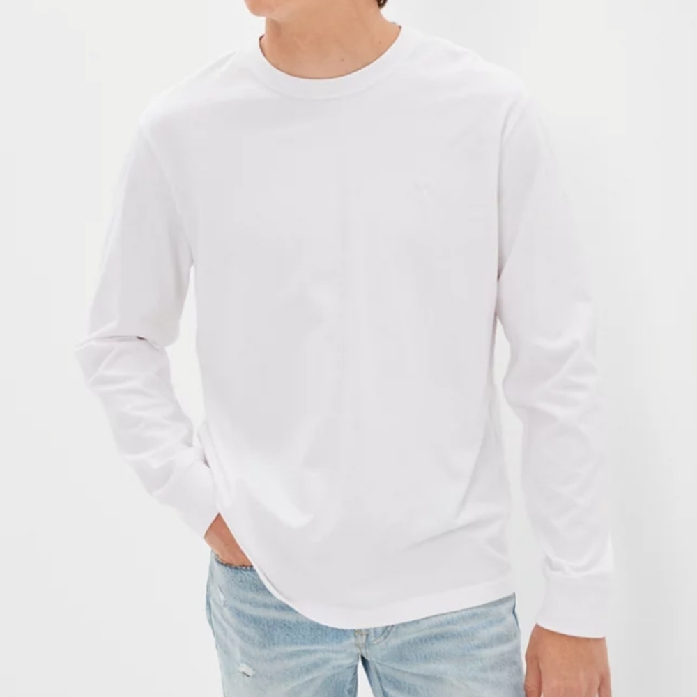 Aerie Cotton Long Sleeve White Tee-Shirt Size XL NWT
